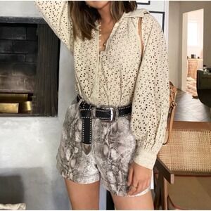 Song Of Style Amora Snake Python Print Vegan Leather Vinyl Shorts Sz‎ L Revolve